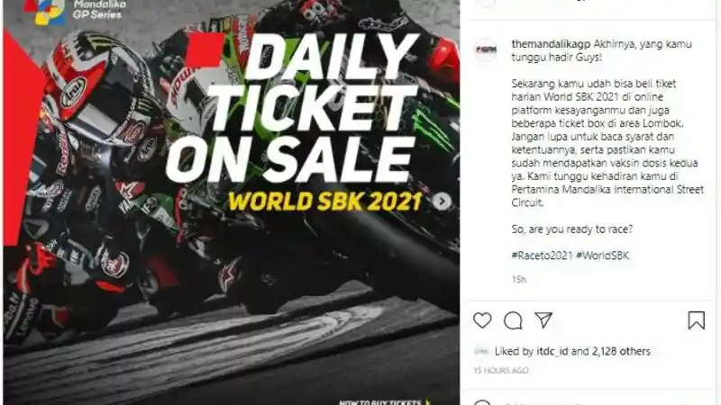 Tiket Harian WSBK Mandalika