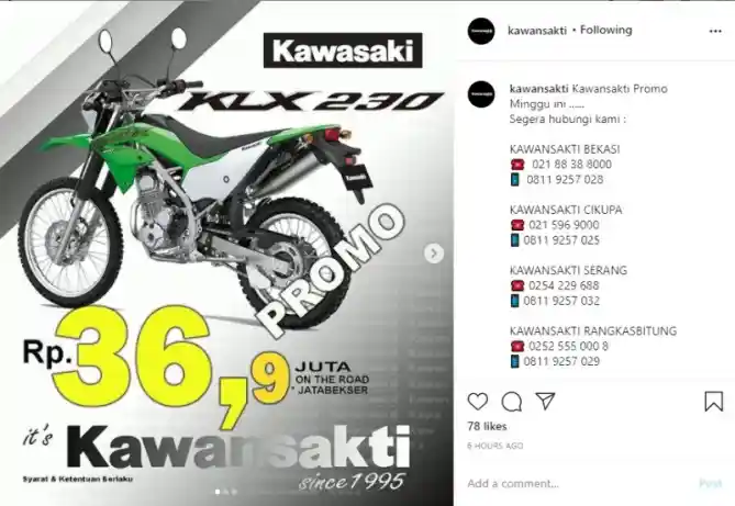 Diskon Kawasaki KLX 230