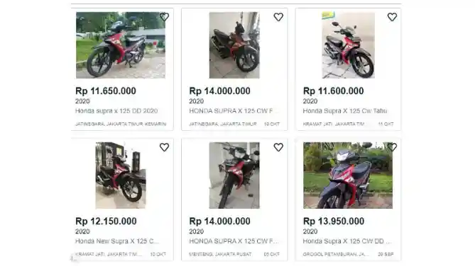 Harga bekas Honda SUpra X 125 Oktober 2020