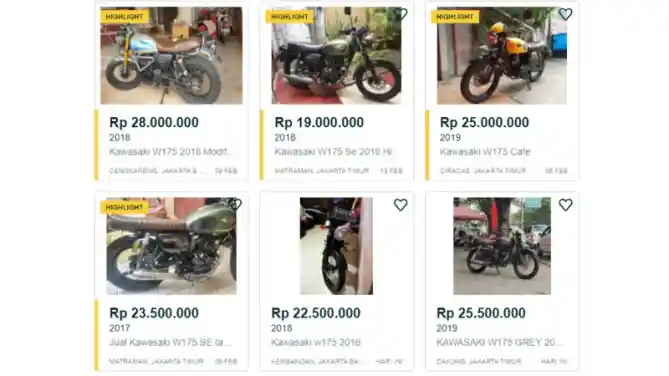 Harga Kawasaki W175 bekas