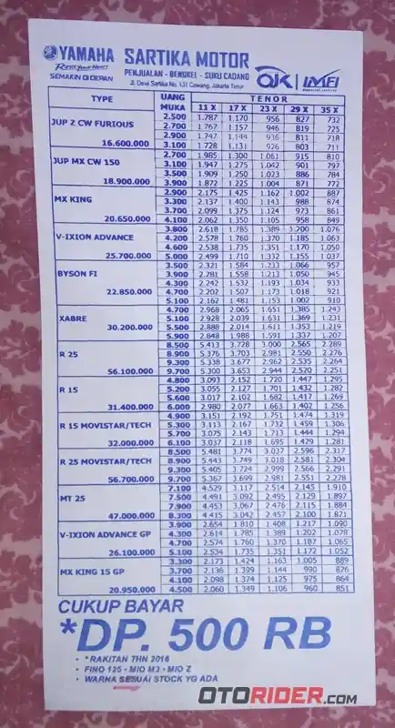 harga motor yamaha