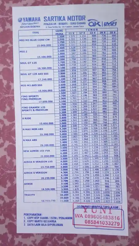 harga motor yamaha