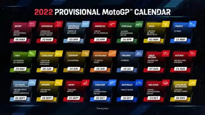 Jadwal sementara MotoGP 2022