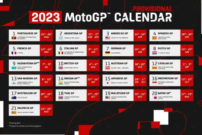 Kalender Sementara MotoGP 2023