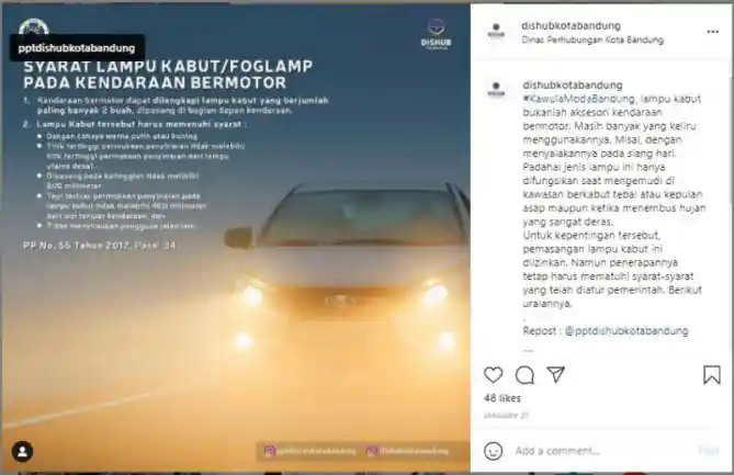 Lampu Kabut Dishub Kota Bandung