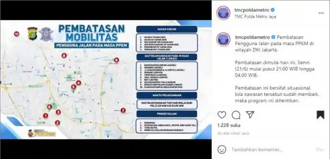 Pembatasan Ruas Jalan DKI Jakarta PPKM