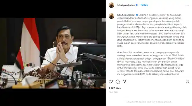 Luhut Kendaraan BBM