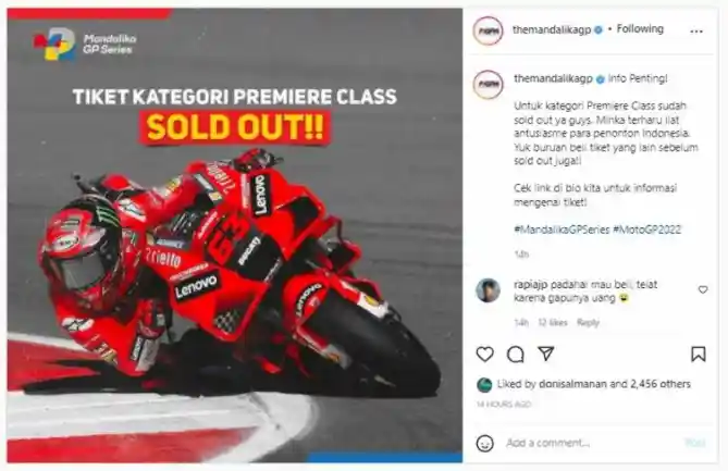 Tiket MotoGP Mandalika Habis