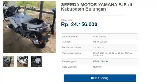 Yamaha FJR 1300 Dilelang