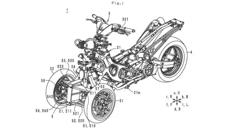 Gambar Paten Bocor, Yamaha Kembangkan Motor Roda Tiga Terbaru?