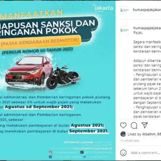 Keringanan Pajak Kendaraan DKI Jakarta