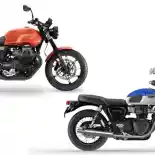 Duel Motor Retro Moto Guzzi New V7 Stone vs Triumph Bonneville T100