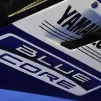 Galleri foto Logo BLUE CORE Nempel di Tunggangan Rossi dan Lorenzo